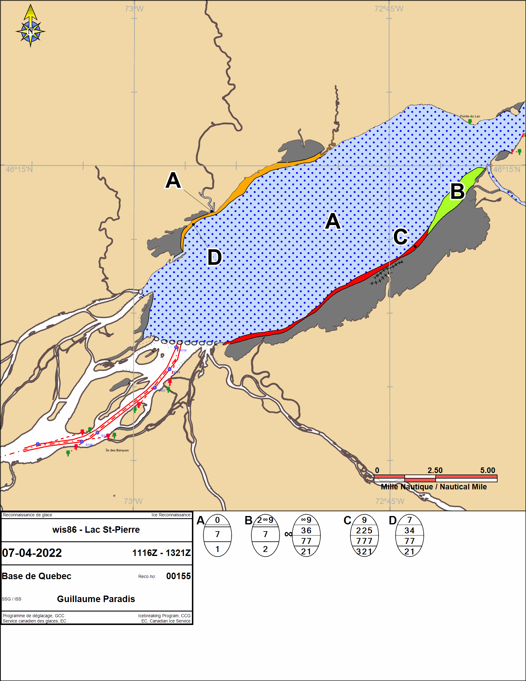 Ice charts Contrecoeur to Grondines
