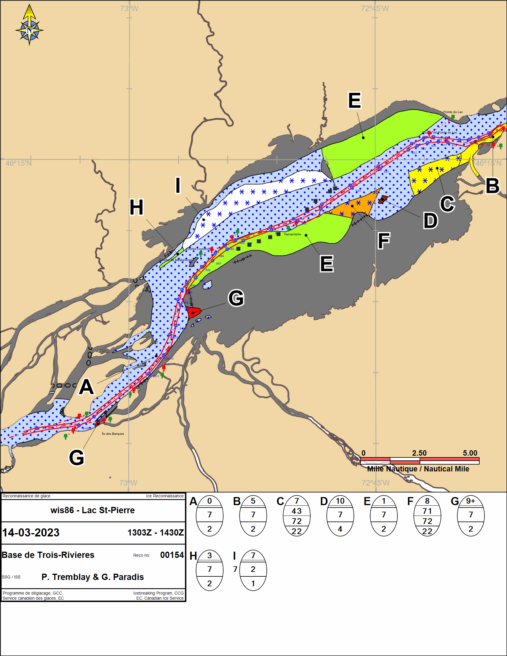 Ice charts Contrecoeur to Grondines